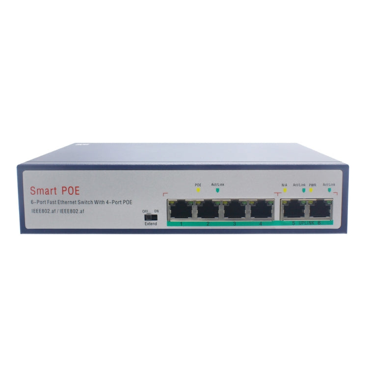 ESCAM POE 4+2 6-Port Fast Ethernet Switch 4-Port POE 10/100M 120W Network Switch, Transmission Distance: 150m, 6 Ports ESCAM POE 4+2 6-Port Fast Ethernet Switch 4-Port POE 10/100M 120W Network Switch, Transmission Distance: 150m, 6 Ports